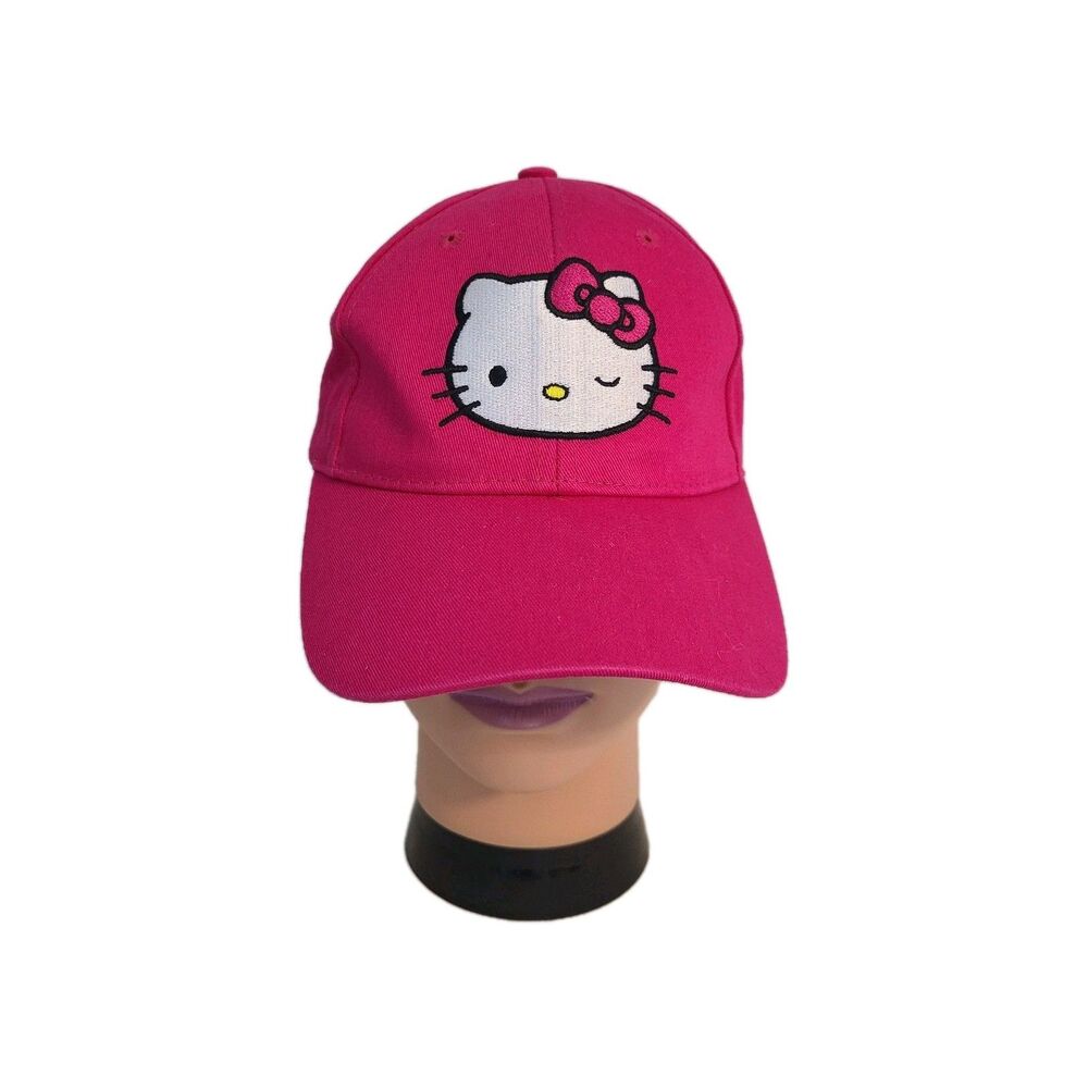 Sanrio Hello Kitty Hot Pink Baseball Cap Y2K Streetwear Embroidery OSFM Adj Strp